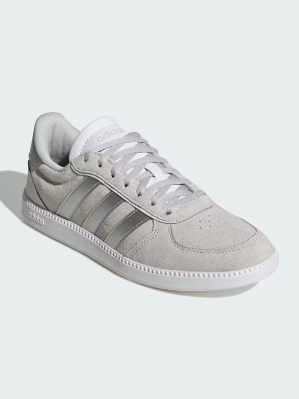 adidas Men’s White & Silver Suede Low-Top Sneakers